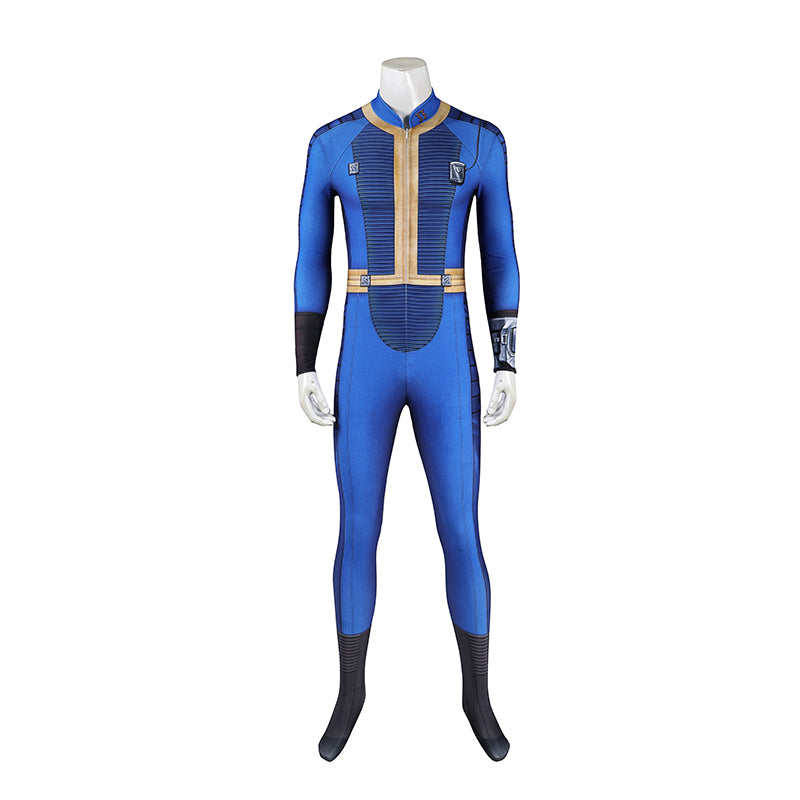 Male Fallout Vault 33 Uniform Cosplay Costume Spandex Halloween Suit