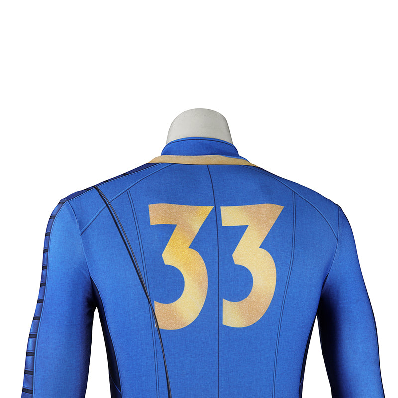 Male Fallout Vault 33 Uniform Cosplay Costume Spandex Halloween Suit