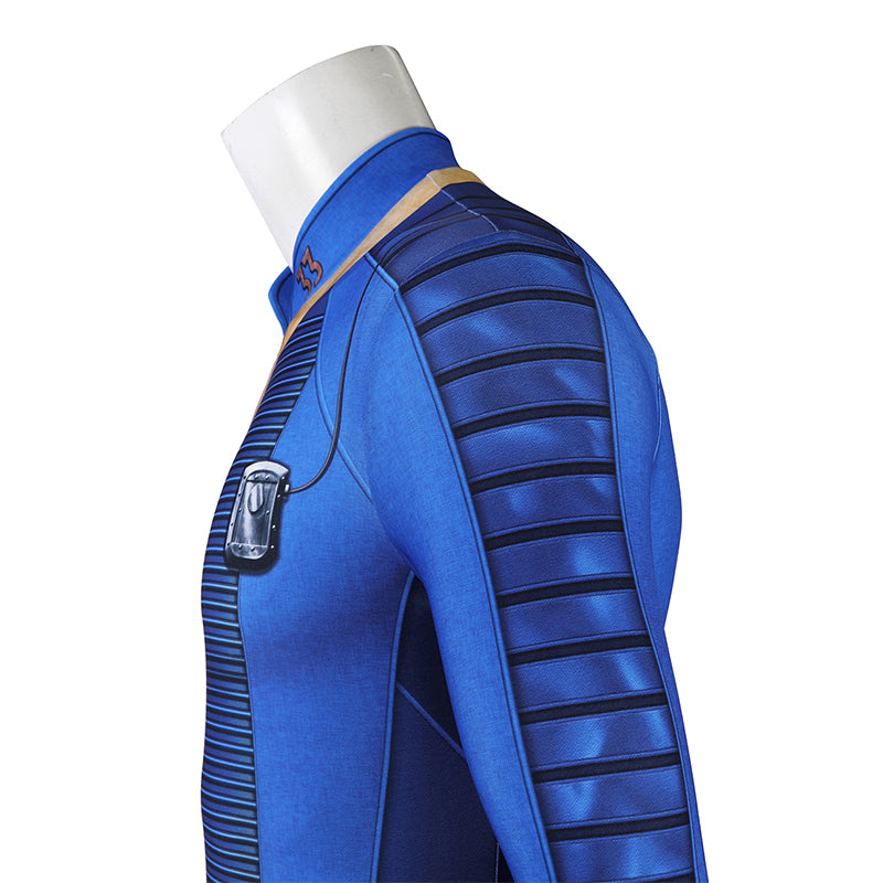 Male Fallout Vault 33 Uniform Cosplay Costume Spandex Halloween Suit