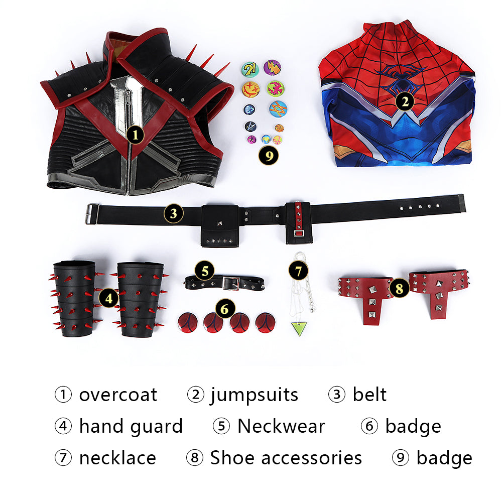 Marvel Rivals Spider Punk Cosplay Costume Superhero Halloween Outfit ACcosplay