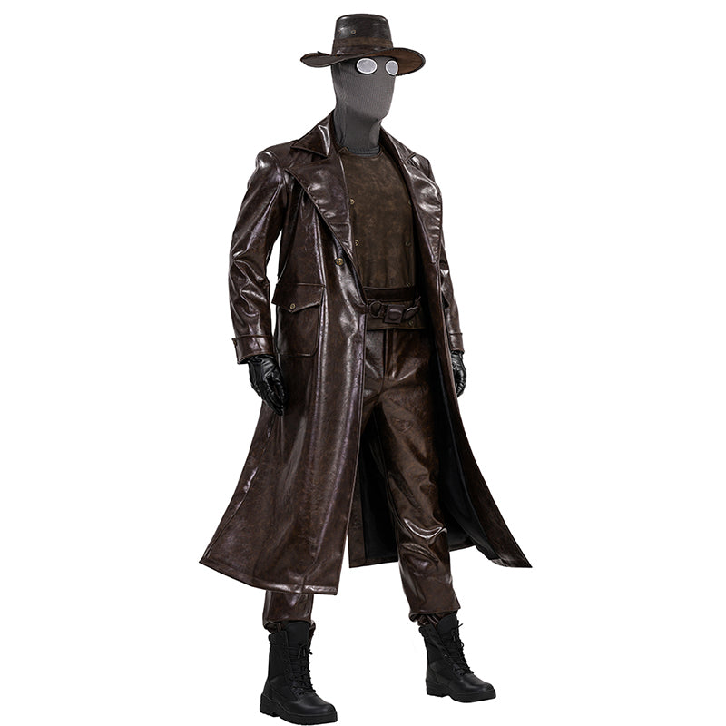 Spider Man Noir Cosplay Costume Brown Leather Halloween Outfit ACcosplay