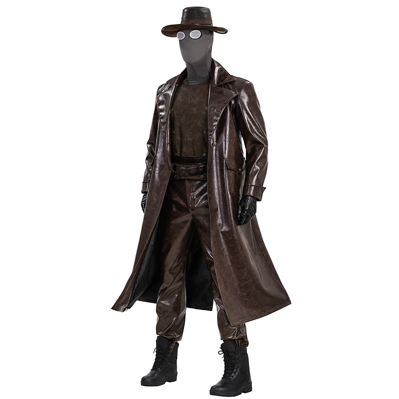 Spider Man Noir Cosplay Costume Brown Leather Halloween Outfit ACcosplay