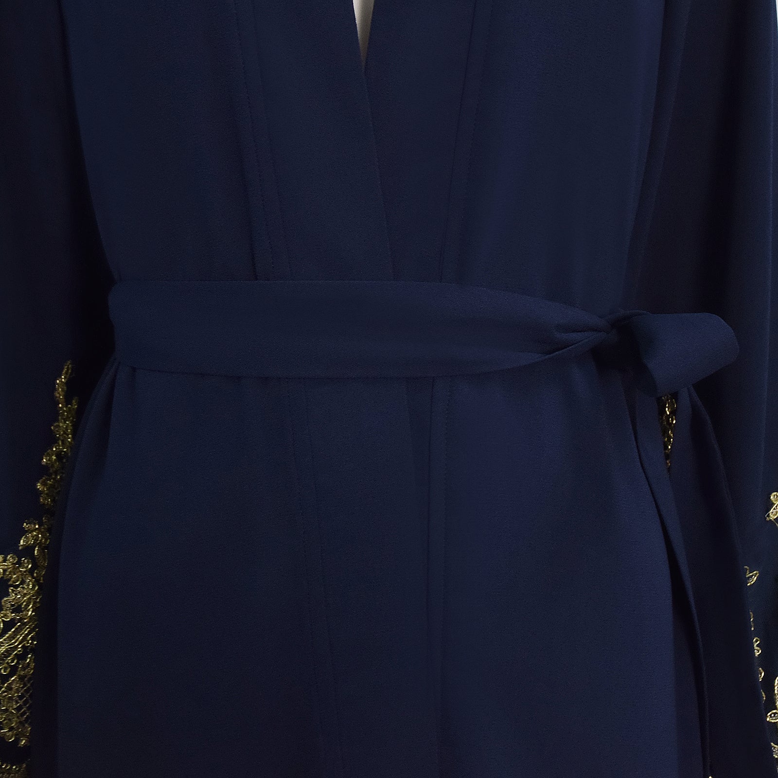 Navy Blue Embroidered Open Abaya Kimono Muslim Women's Modest Dress Accosplay