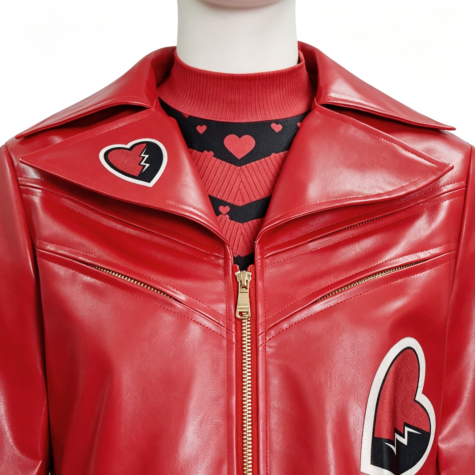 Descendants 5 Red Cosplay Costume Princess Red Red Faux Leather Jacket Pants ACcosplay