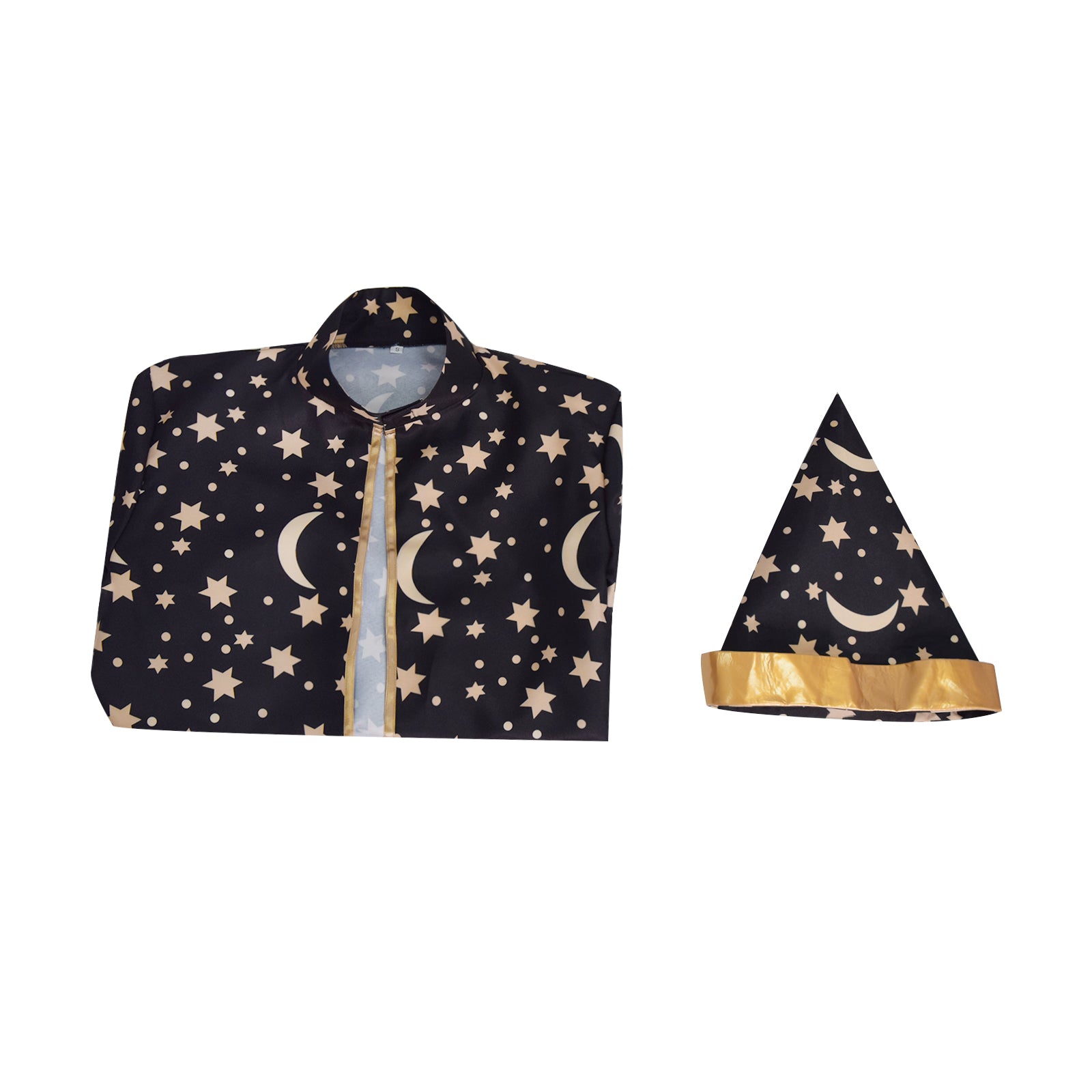 Wizard Robe With Gold Moon Star Print Halloween Wizard Costume Cloak ACcosplay