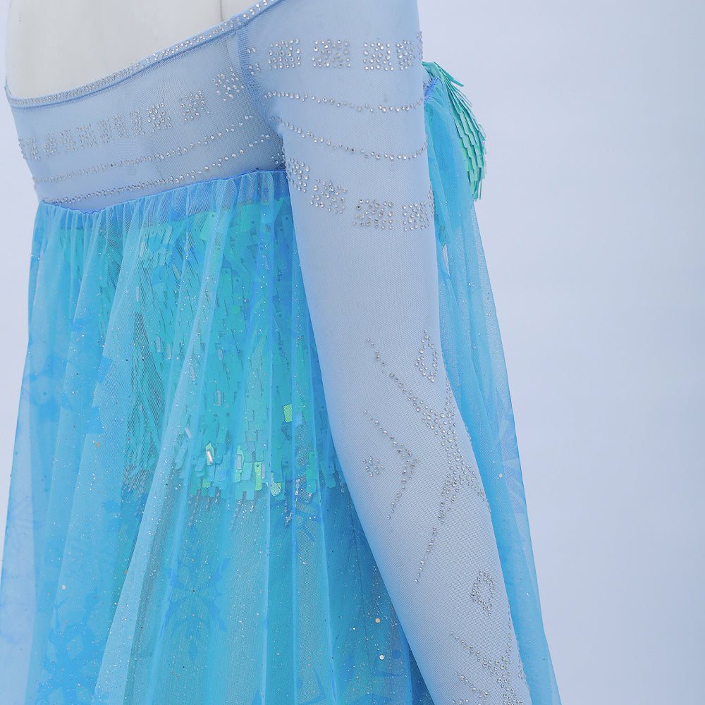 Deluxe Frozen 2 Elsa Cosplay Costume Blue Dress Halloween Outfit ACcosplay