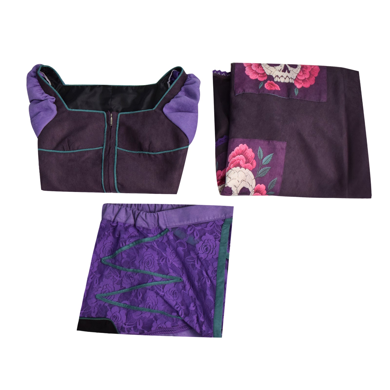 Steps Lilith Cosplay Costume Stepsister Purple Skull Floral Dress Halloween Full Set ACcosplay