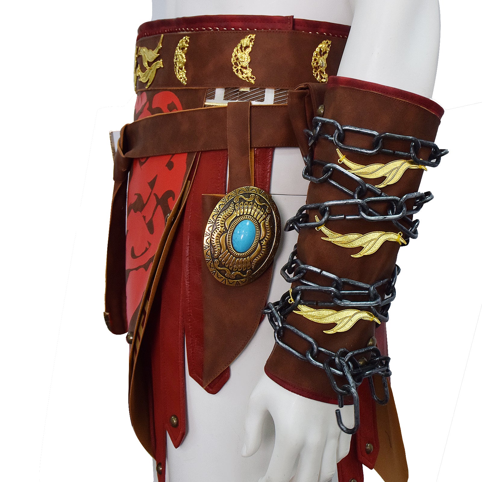 Martial Deity 4 Kratos Cosplay Costume Spartan Warrior Leather Battle Outfit With Fur Shoulder Armor