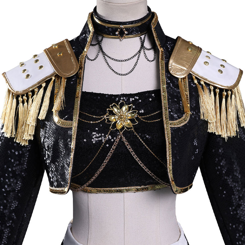 Kpop Demon Hunters Mira Cosplay Costume Golden Black Golden Dance Halloween Suit ACcosplay