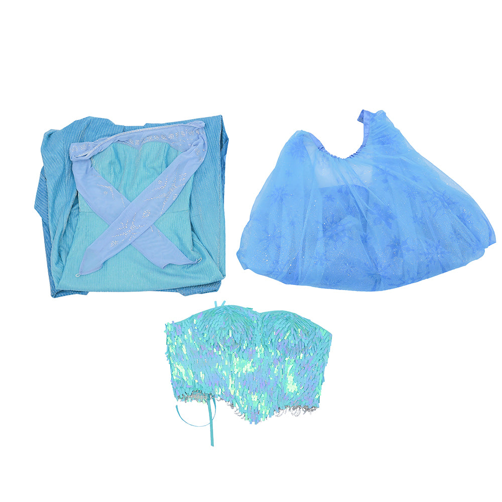 Deluxe Frozen 2 Elsa Cosplay Costume Blue Dress Halloween Outfit ACcosplay