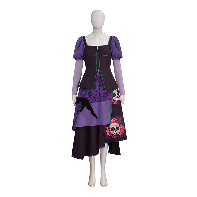 Steps Lilith Cosplay Costume Stepsister Purple Skull Floral Dress Halloween Full Set ACcosplay