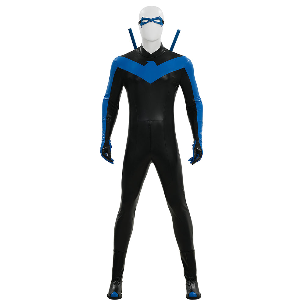 Comic Nightwing Dick Grayson Cosplay Costume Blue Dick Leather Suit ACcosplay