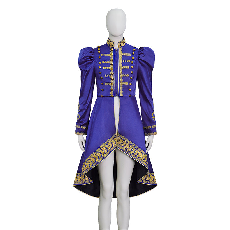 Baroque Cosplay Costume Royal Purple Military Tailcoat Performance Dress Lady Halloween Suit