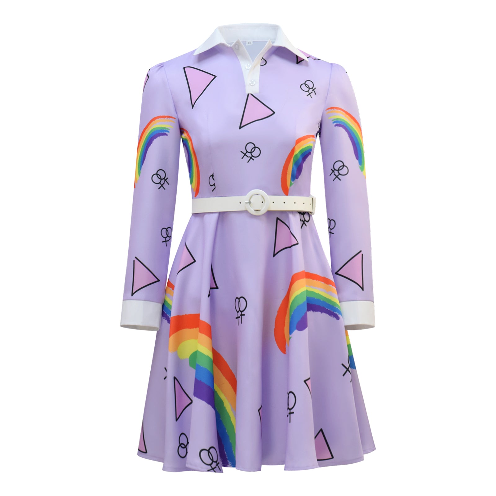 Women Ms.Frizzle Adult Cosplay Costume Halloween Outfit Purple Rainbow Dress ACcosplay
