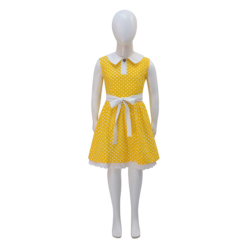 Toy Story 4 Gabby Gabby Dotted Yellow Dress Cosplay Costume Kids Children