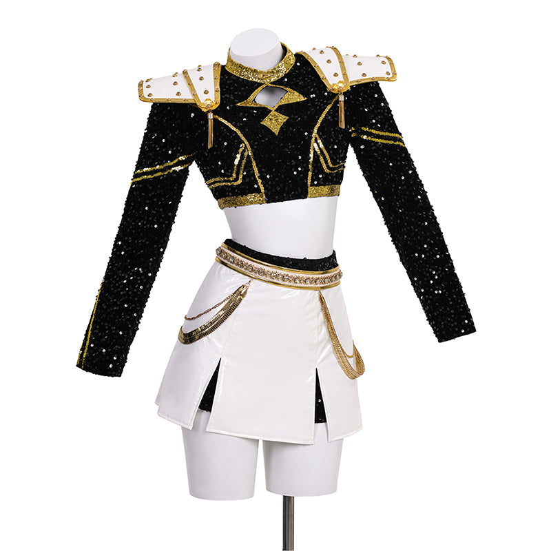 Kpop Demon Hunters Zoey Cosplay Costume Black Golden Dance Suit Halloween Fancy Outfit ACcosplay