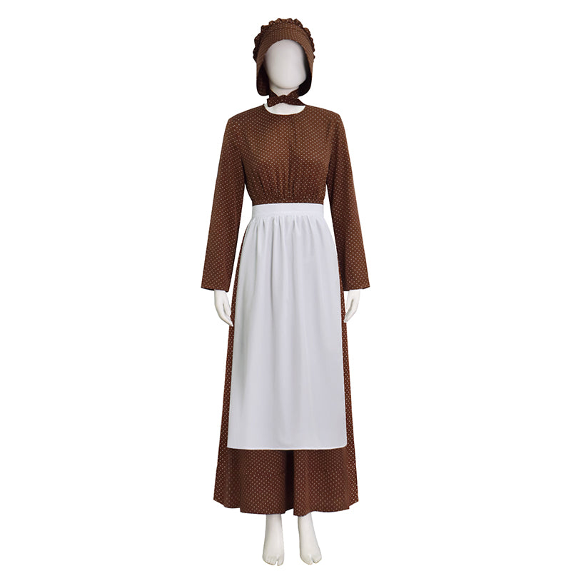 Lady Pioneer Girl Cosplay Costume Little House On The Prairie Halloween Outfit ACcosplay