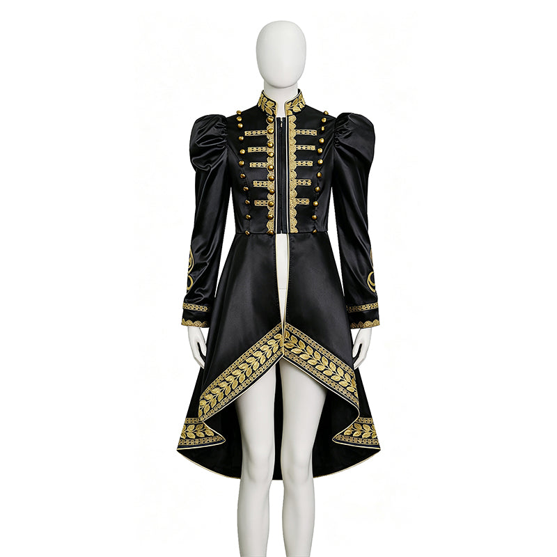 Baroque Cosplay Costume Royal Black Military Tailcoat Performance Dress Halloween Suit