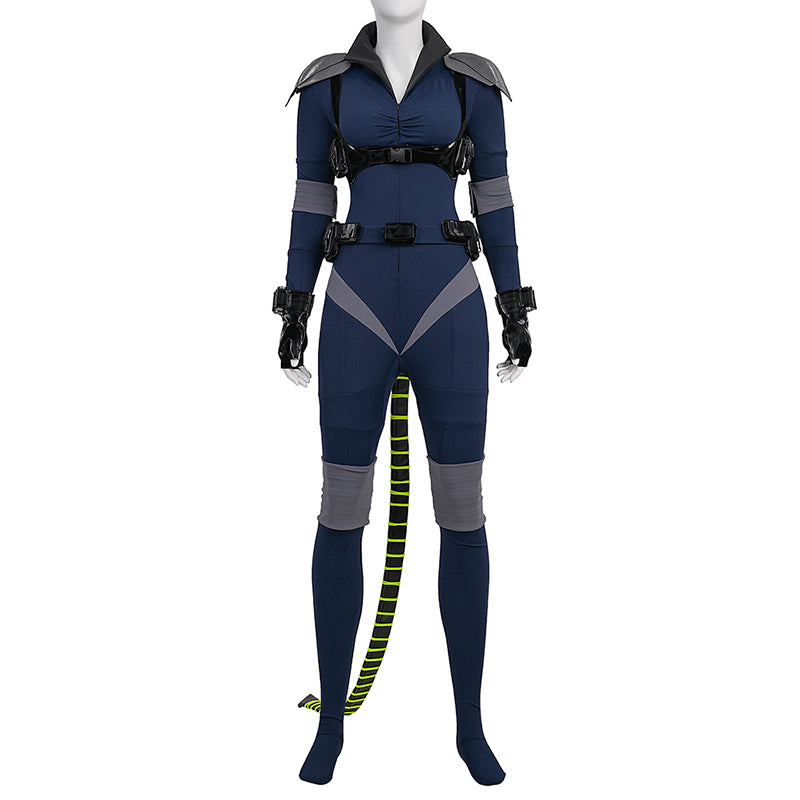 Absolute Universe Selina Kyle Cosplay Costume Blue Jumpsuit With Tail ACcosplay