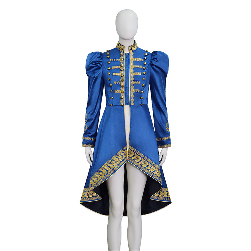 Baroque Cosplay Costume Royal Blue Military Tailcoat Performance Dress Lady Halloween Suit