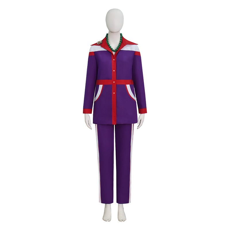 Movie Weapons Aunt Gladys Cosplay Costume Purple Halooween Suit With Bag Necklace ACcosplay