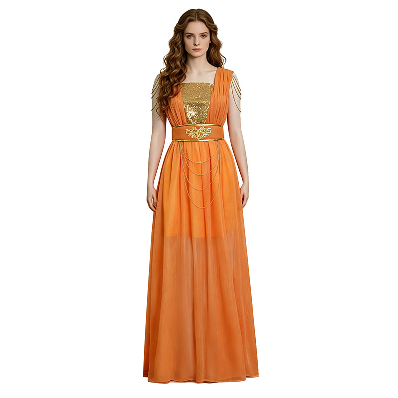 The Lord of the Rings Return of the King Galadriel Elf Queen Orange Maxi Dress ACcosplay