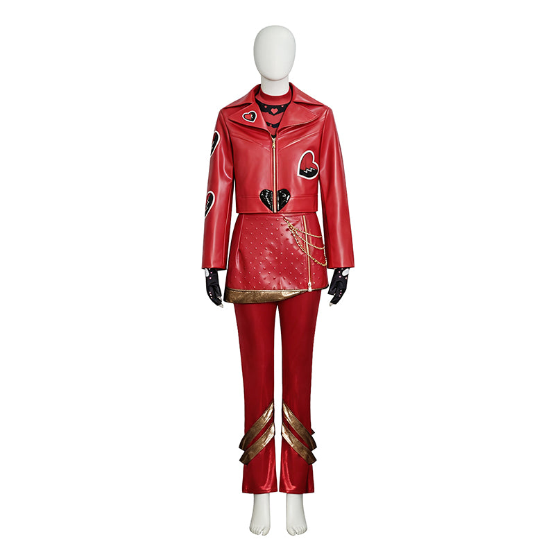Descendants 5 Red Cosplay Costume Princess Red Red Faux Leather Jacket Pants ACcosplay