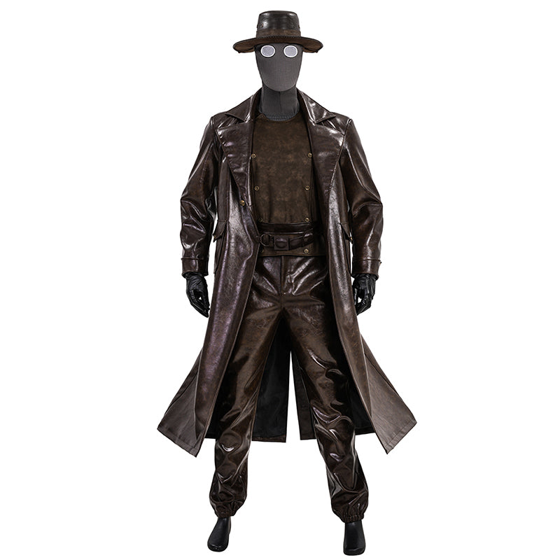 Spider Man Noir Cosplay Costume Brown Leather Halloween Outfit ACcosplay