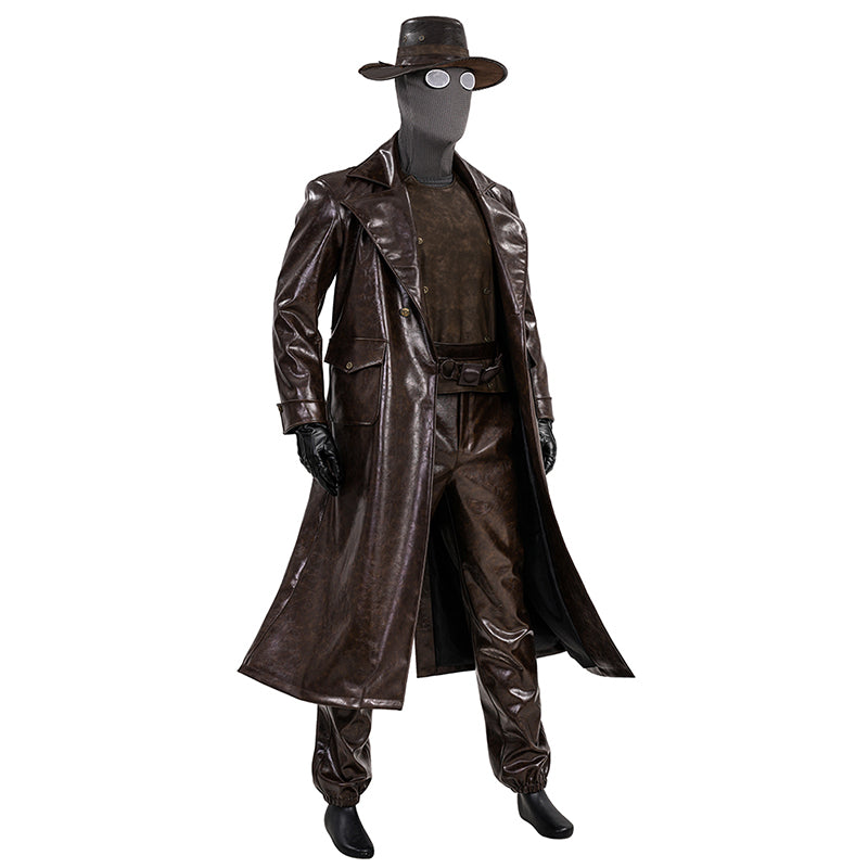 Spider Man Noir Cosplay Costume Brown Leather Halloween Outfit ACcosplay
