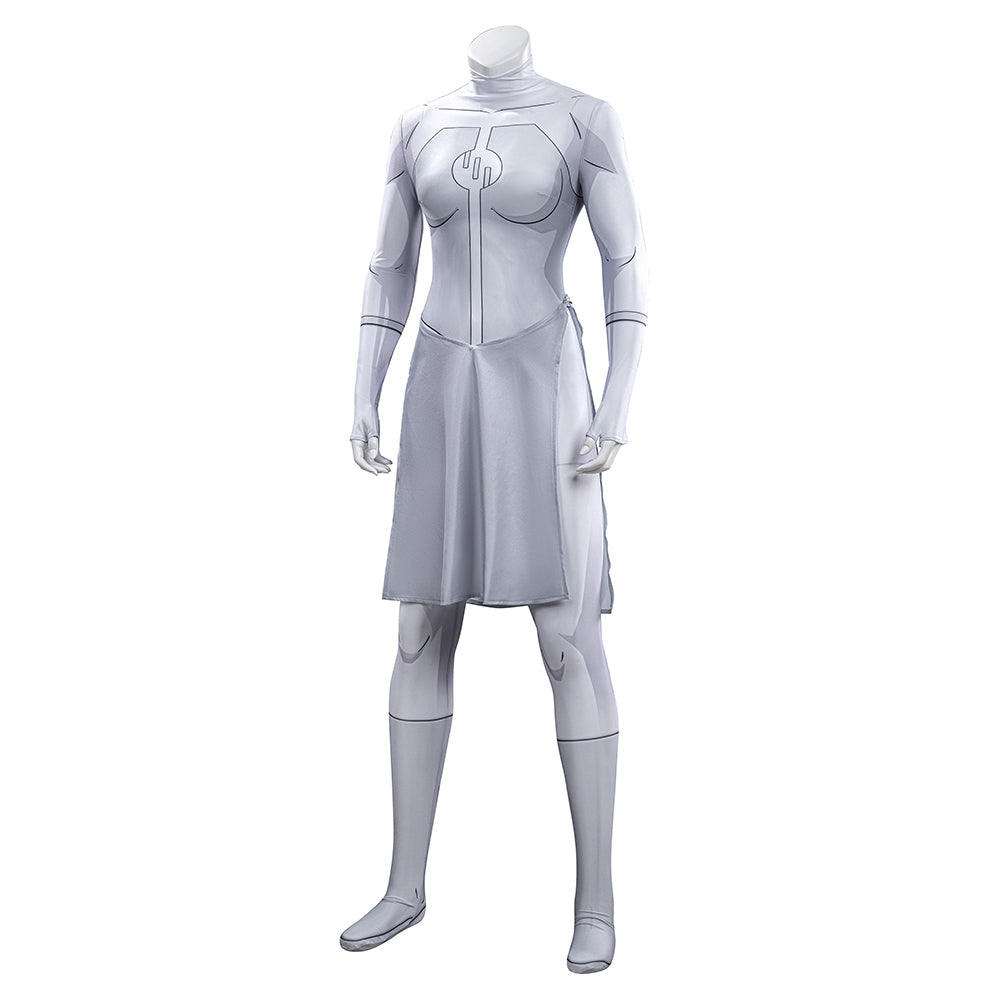 Invincible Anissa Cosplay Costume Viltrumite White Jumpsuit Halloween Outfit ACcosplay