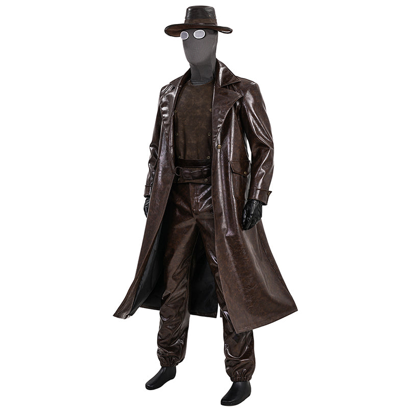 Spider Man Noir Cosplay Costume Brown Leather Halloween Outfit ACcosplay