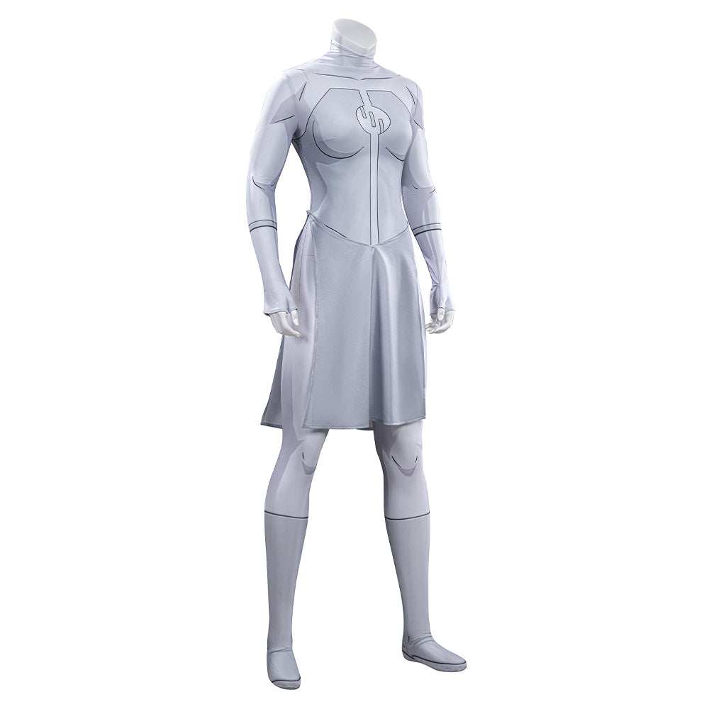 Invincible Anissa Cosplay Costume Viltrumite White Jumpsuit Halloween Outfit ACcosplay