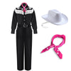 2023 Movie Ken Black Western Shirt With Fringe Outfit with White Hat