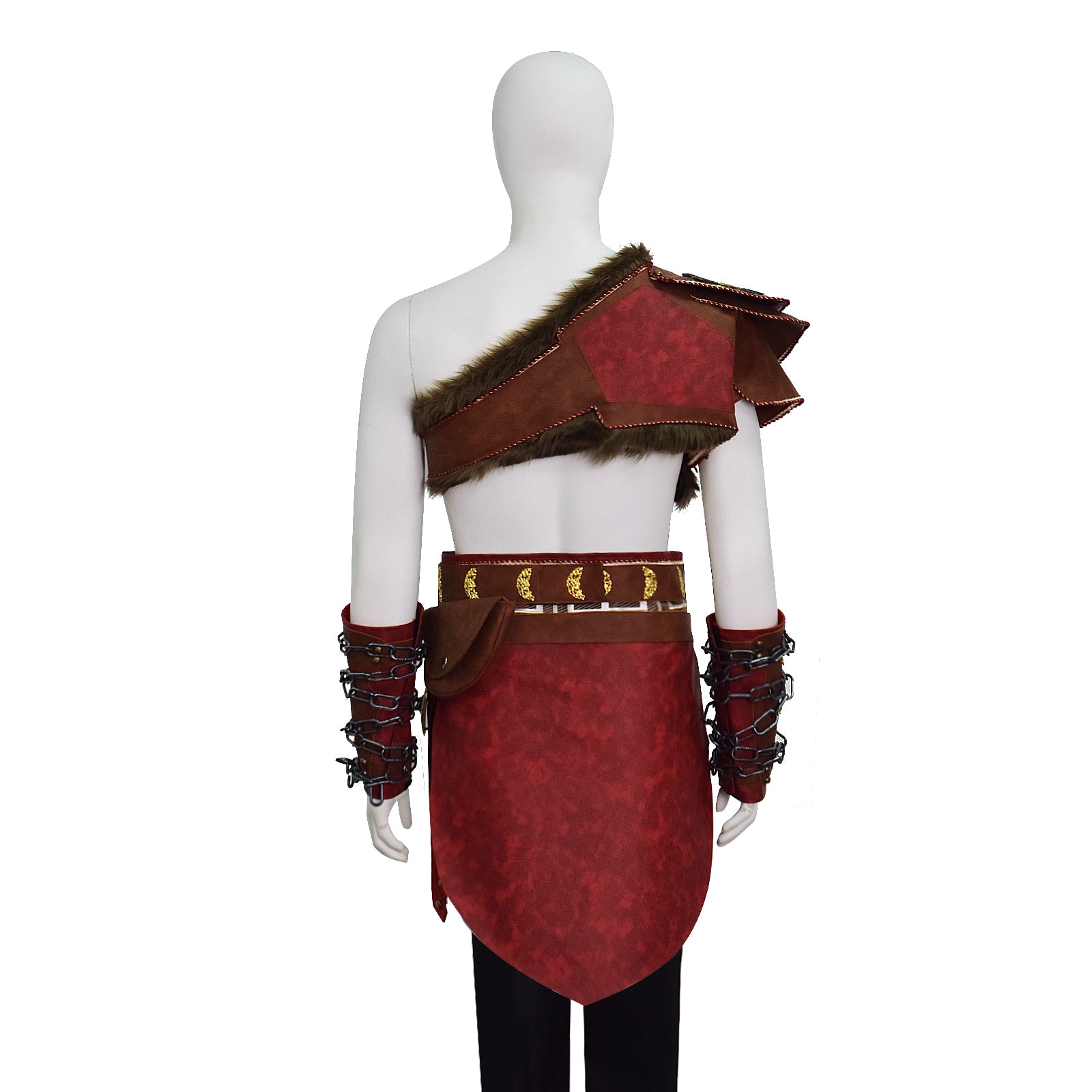 Martial Deity 4 Kratos Cosplay Costume Spartan Warrior Leather Battle Outfit With Fur Shoulder Armor