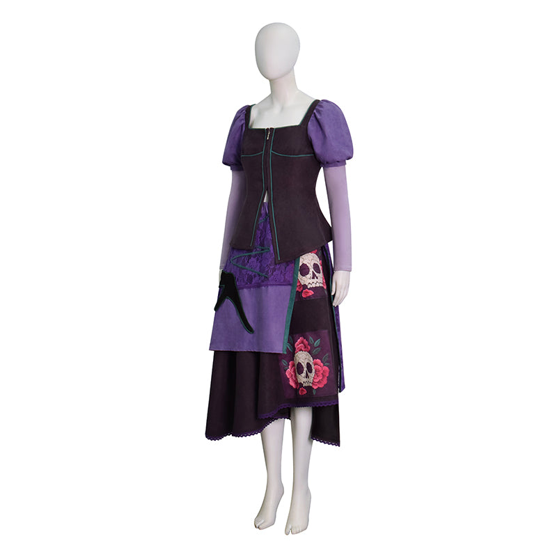 Steps Lilith Cosplay Costume Stepsister Purple Skull Floral Dress Halloween Full Set ACcosplay