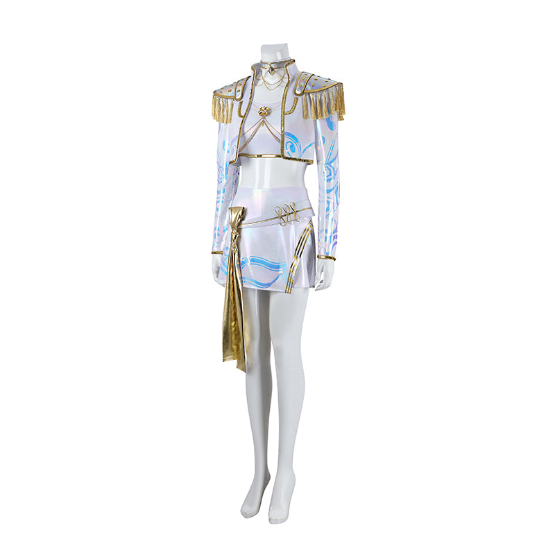 Deluxe Kpop Demon Hunters Mira Cosplay Costume Golden White Dance Suit ACcosplay