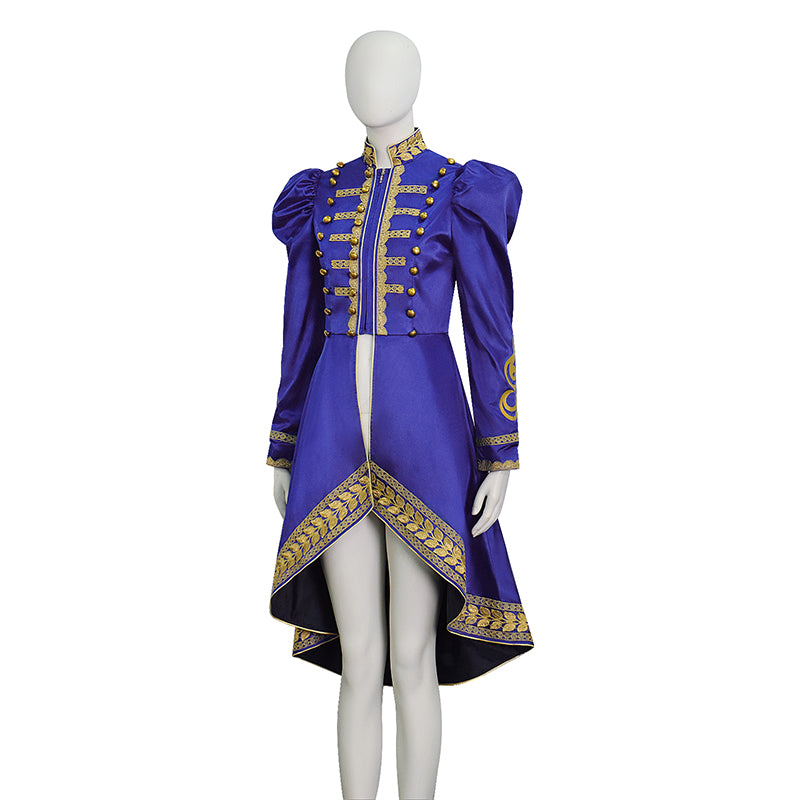Baroque Cosplay Costume Royal Purple Military Tailcoat Performance Dress Lady Halloween Suit