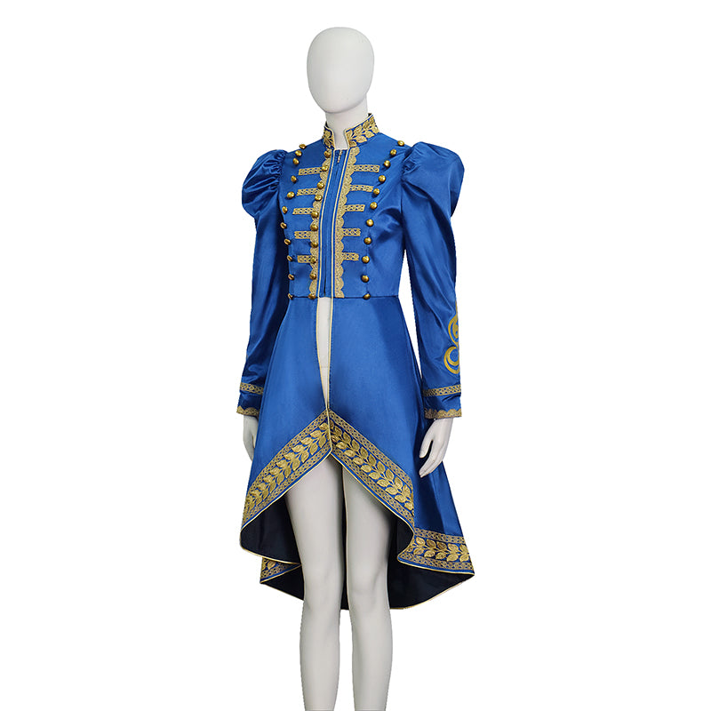 Baroque Cosplay Costume Royal Blue Military Tailcoat Performance Dress Lady Halloween Suit