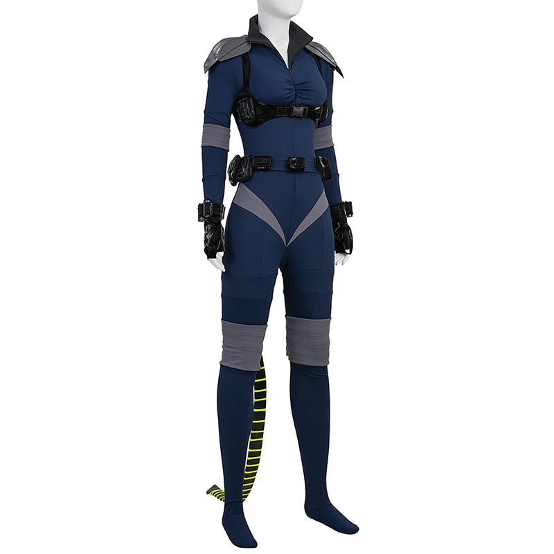 Absolute Universe Selina Kyle Cosplay Costume Blue Jumpsuit With Tail ACcosplay