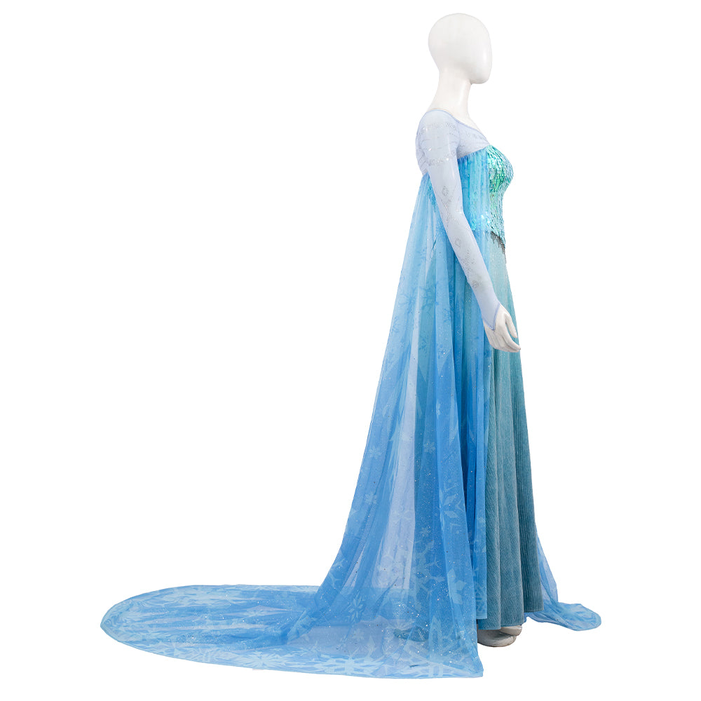 Deluxe Frozen 2 Elsa Cosplay Costume Blue Dress Halloween Outfit ACcosplay