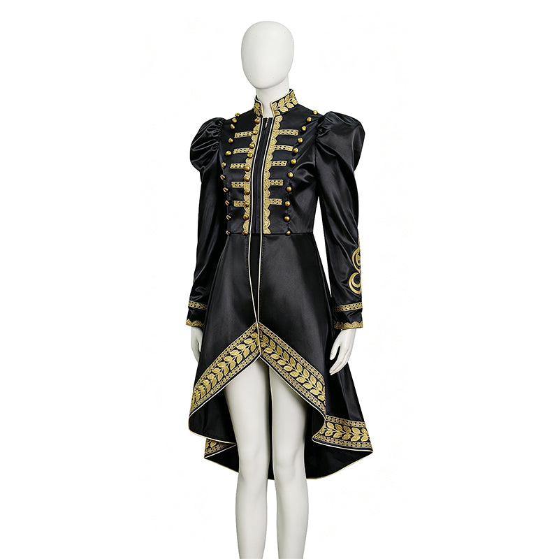 Baroque Cosplay Costume Royal Black Military Tailcoat Performance Dress Halloween Suit
