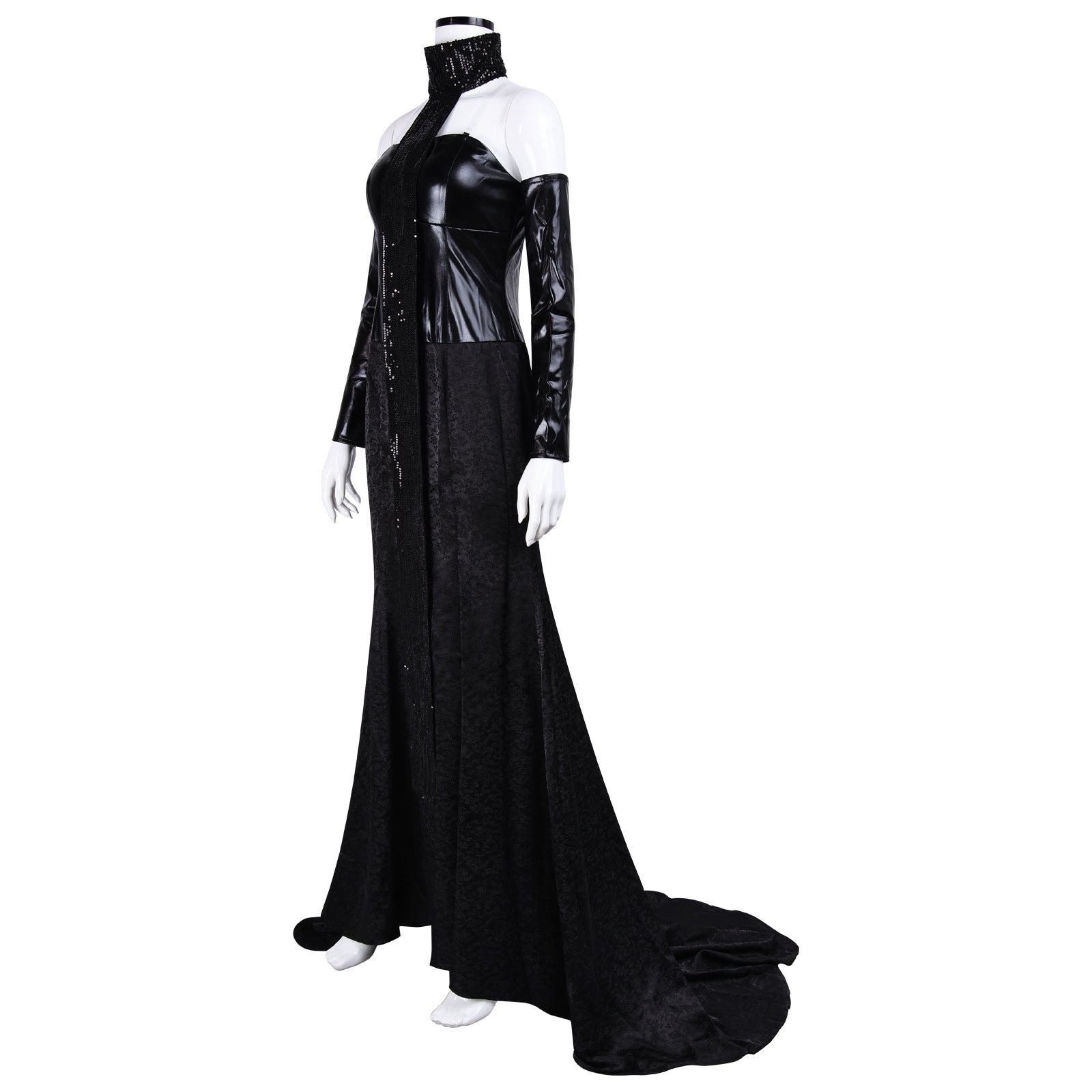 Star Wars Padme Amidala Black Gown Cosplay Costume with Train Party Suit ACcosplay