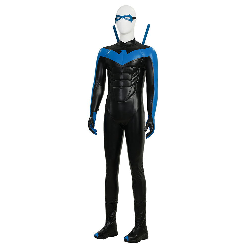 Dick Grayson Nightwing Cosplay Costume Nightwing Blue Leather Jumpsuit ACcosplay
