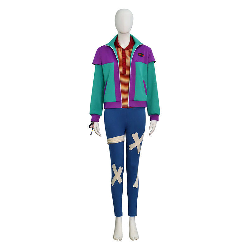 Adult Forgotten Island Raissa Cosplay Costume Green Purple Disco Halloween Outfit