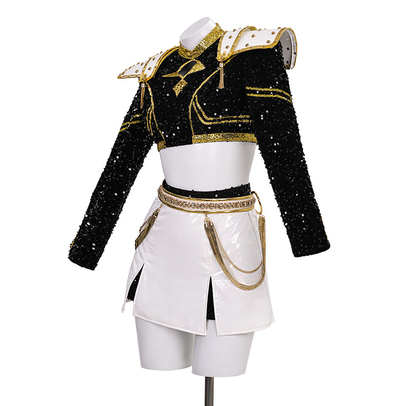 Kpop Demon Hunters Zoey Cosplay Costume Black Golden Dance Suit Halloween Fancy Outfit ACcosplay