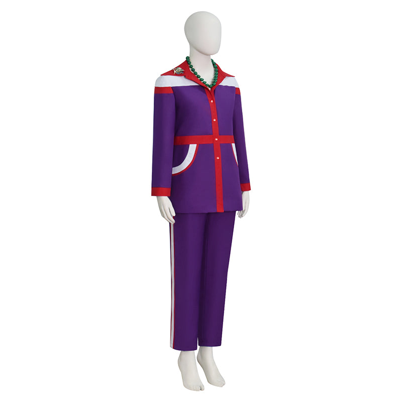 Movie Weapons Aunt Gladys Cosplay Costume Purple Halooween Suit With Bag Necklace ACcosplay