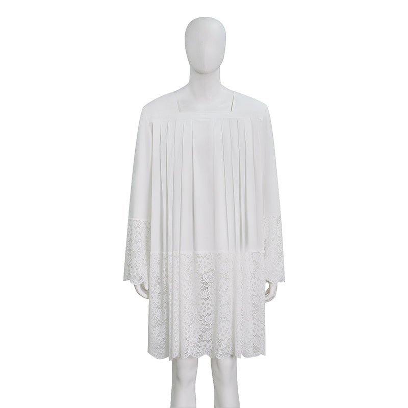 White Pleated Lace Surplice Roman Catholic Liturgical Vestment ACcosplay