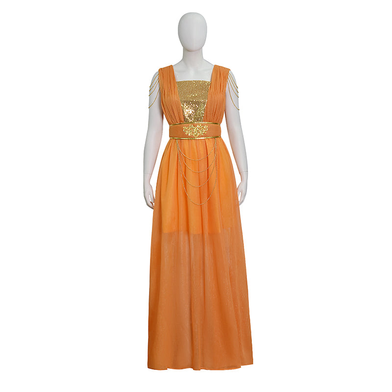 The Lord of the Rings Return of the King Galadriel Elf Queen Orange Maxi Dress ACcosplay