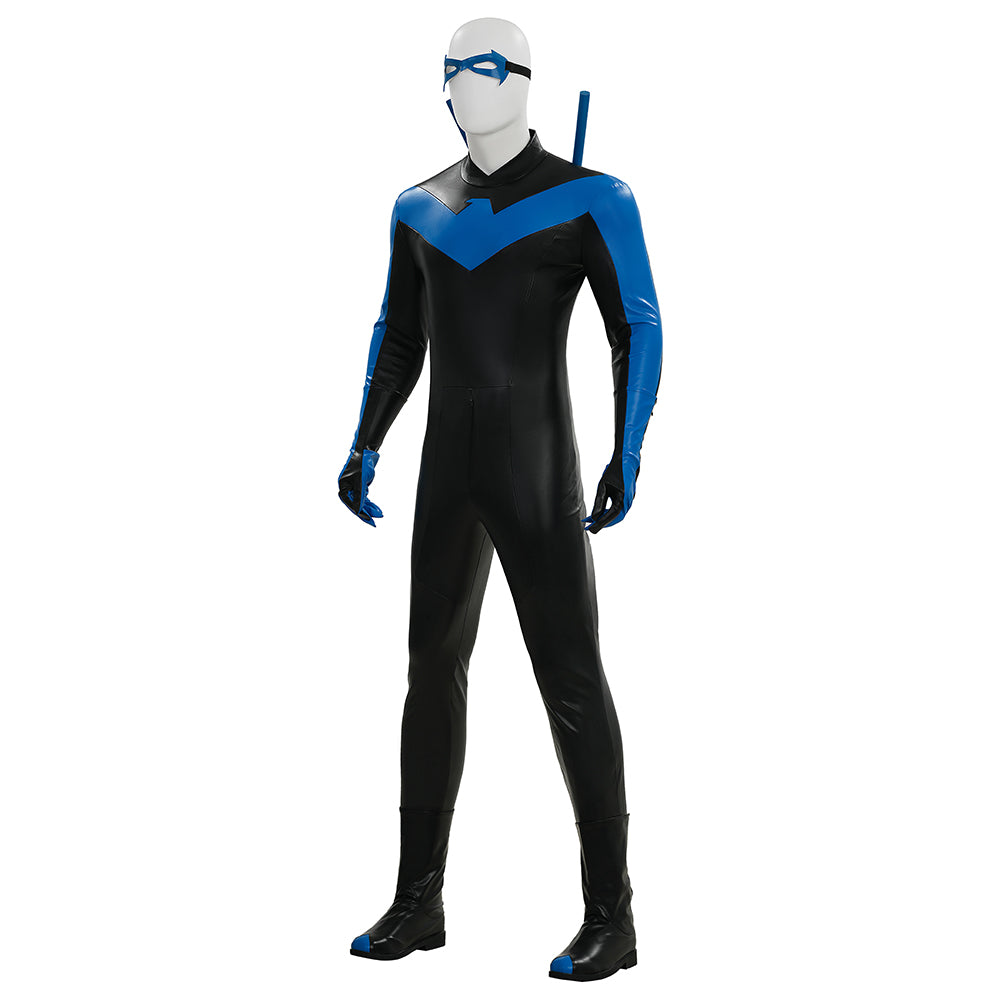 Comic Nightwing Dick Grayson Cosplay Costume Blue Dick Leather Suit ACcosplay