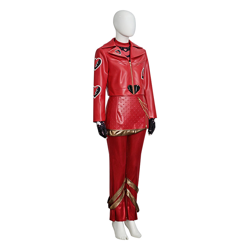 Descendants 5 Red Cosplay Costume Princess Red Red Faux Leather Jacket Pants ACcosplay